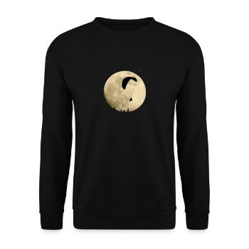 Paragliding in full moon Night Flight Stars - Unisex Sweatshirt - black - Front - Alina (178cm) & Michal (187cm)