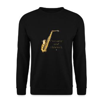 Saxophones image avec inscription - Sweat-shirt Unisexe - noir - Devant - Alina (178cm) & Michal (187cm)