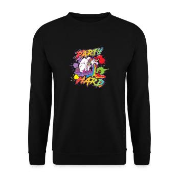 Party Hard Einhorn Unicorn kotzen Regenbogen Glück - Unisex Pullover - Schwarz - Vorne - Alina (178cm) & Michal (187cm)