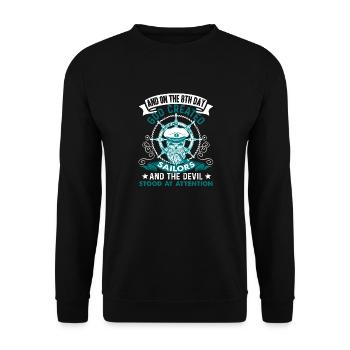 Le 8ème jour, Dieu créa le marin - Sweat-shirt Unisexe - noir - Devant - Alina (178cm) & Michal (187cm)