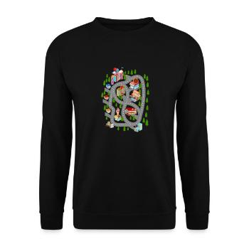 Auto Spiel Matte Papa Tag Geschenk - Unisex Pullover - Schwarz - Vorne - Alina (178cm) & Michal (187cm)