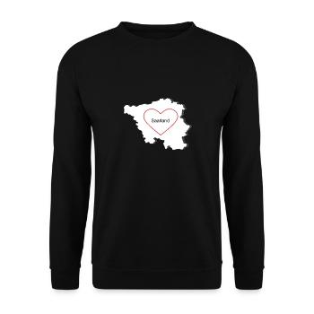 Saarland Saarländer Landkarte Umriss Geschenk - Unisex Pullover - Schwarz - Vorne - Alina (178cm) & Michal (187cm)