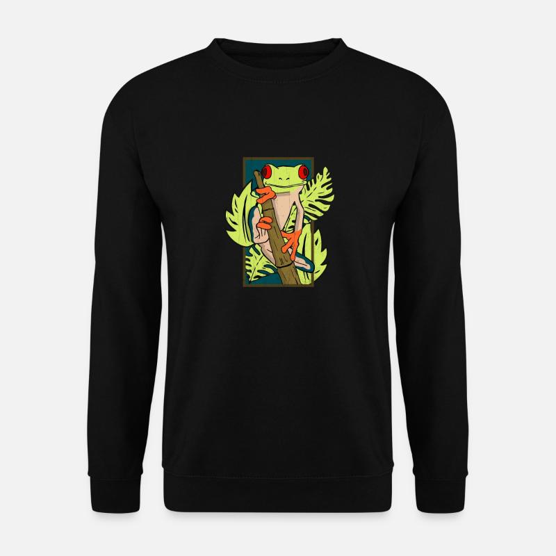 Grüner Frosch mit roten Augen - Unisex Pullover - Schwarz