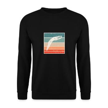Turmspringen Wasserspringen Sprungturm Grafik - Unisex Pullover - Schwarz - Vorne - Alina (178cm) & Michal (187cm)