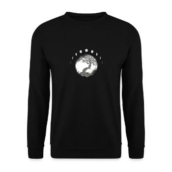 World Ash Yggdrasil Tree of Life Moon Sign - Unisex Sweatshirt - black - Front - Alina (178cm) & Michal (187cm)