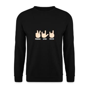 Peace love rock and roll - Unisex Sweatshirt - black - Front - Alina (178cm) & Michal (187cm)