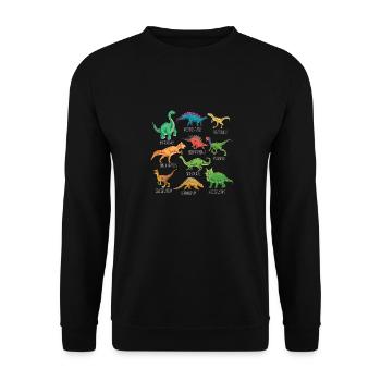 Types de dinosaures Graphiques Dino T-Rex Boys Dinos - Sweat-shirt Unisexe - noir - Devant - Alina (178cm) & Michal (187cm)