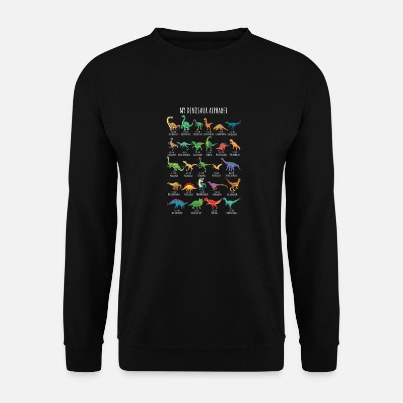 Dinosaurier-Arten Alphabet A-Z Dino ABC T-Rex Dino - Unisex Pullover - Schwarz