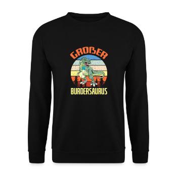 Großer Burdersaurus Dino Bruder Geschwister Spruch - Unisex Pullover - Schwarz - Vorne - Alina (178cm) & Michal (187cm)