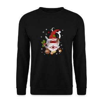 Gnome Dwarf Christmas Fruit Tea Elves Nut - Unisex Sweatshirt - black - Front - Alina (178cm) & Michal (187cm)