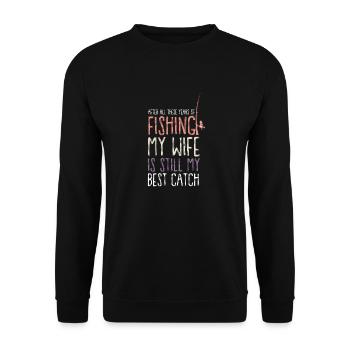 angeln fishing fischen fischer angler fisch - Unisex Pullover - Schwarz - Vorne - Alina (178cm) & Michal (187cm)