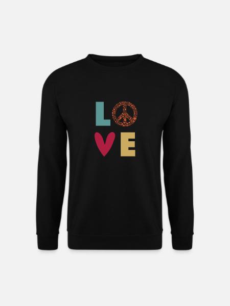 Love Peace - Liebe Frieden Herz- Retro Farben - Unisex Pullover - Schwarz
