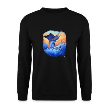 Marlin Sport Fishing Fishermen Gift - Unisex Sweatshirt - black - Front - Alina (178cm) & Michal (187cm)