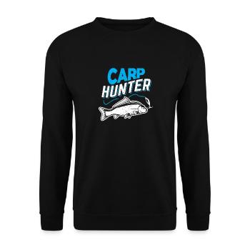 Carp Hunter Angler Angeln Angelrute Geschenk - Unisex Pullover - Schwarz - Vorne - Alina (178cm) & Michal (187cm)