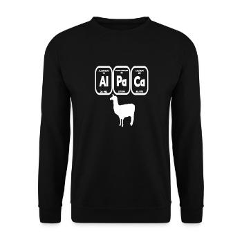 Cadeau de tableau périodique des éléments chimiques d'alpaga - Sweat-shirt Unisexe - noir - Devant - Alina (178cm) & Michal (187cm)
