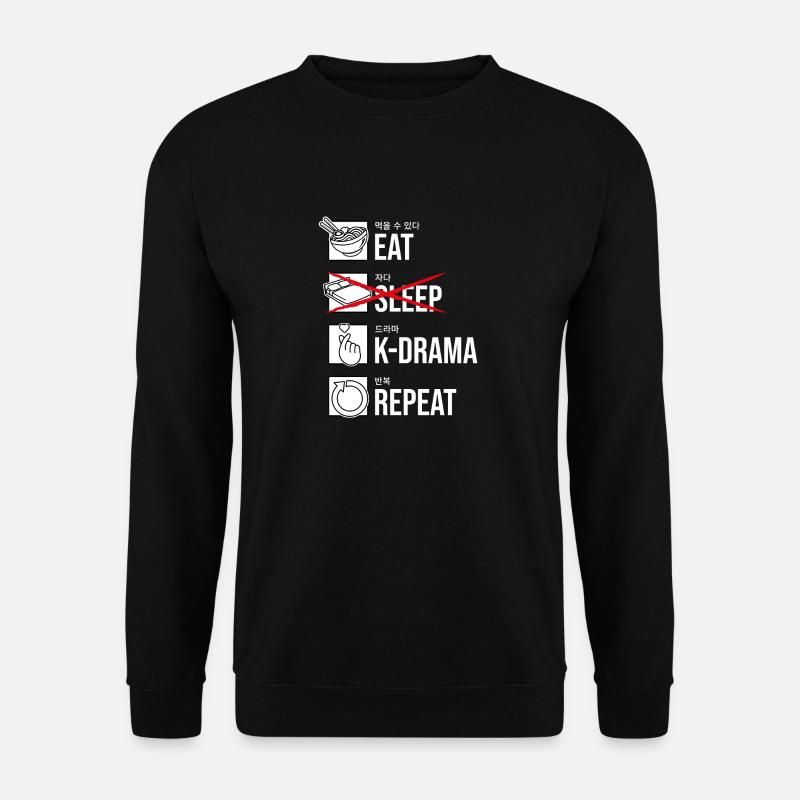 Eat Sleep K-Drama Repeat, Korean - Unisex Pullover - Schwarz