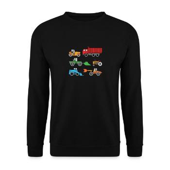 Baufahrzeuge Kipper Bagger Traktor - Unisex Pullover - Schwarz - Vorne - Alina (178cm) & Michal (187cm)