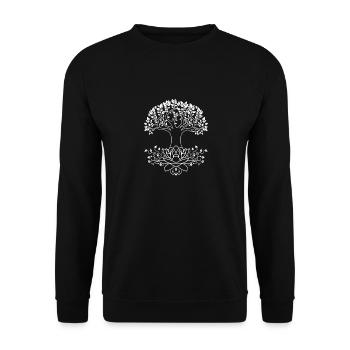 Lotuspflanze Baum des Lebens Erleuchtung Lotus - Unisex Pullover - Schwarz - Vorne - Alina (178cm) & Michal (187cm)