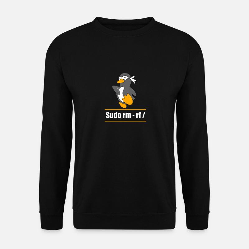 Tux Linux Penguin Sudo Rm Rf Geek Hacker - Sweat-shirt Unisexe - noir