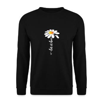 let it bee Gänseblümchen Margerite Blumenmotiv - Unisex Pullover - Schwarz - Vorne - Alina (178cm) & Michal (187cm)