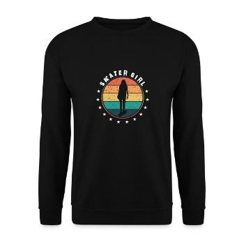 Skater Girl Retro Design - Unisex Sweatshirt - black - Front - Alina (178cm) & Michal (187cm)