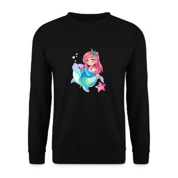 Mermaid Riding Dolphin For Woman Kids Cute Mermaid - Unisex Pullover - Schwarz - Vorne - Alina (178cm) & Michal (187cm)