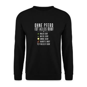 Reiterin Pferd Pferde Reiter - Unisex Pullover - Schwarz - Vorne - Alina (178cm) & Michal (187cm)
