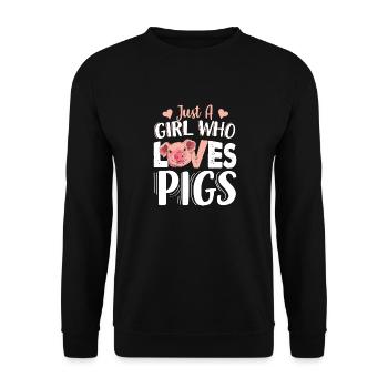 Juste une fille qui aime les porcs - Sweat-shirt Unisexe - noir - Devant - Alina (178cm) & Michal (187cm)