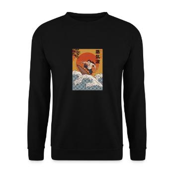 Surfer Samurai I Wave Warrior Surf - Sweat-shirt Unisexe - noir - Devant - Alina (178cm) & Michal (187cm)