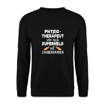 Physiotherapeut Zauberhände Masseur Physiotherapie - Unisex Pullover - Schwarz - Vorne - Alina (178cm) & Michal (187cm)