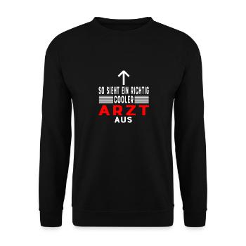 So Sieht Ein Richtig Cooler Arzt Aus - Unisex Pullover - Schwarz - Vorne - Alina (178cm) & Michal (187cm)