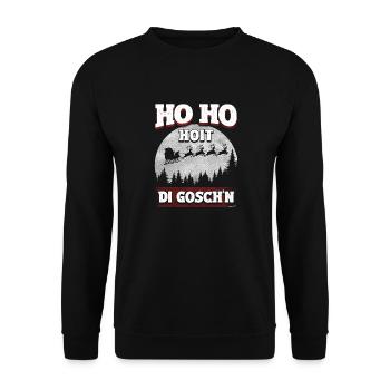 Ho Ho Hoit di Goschn: Frecher Weihnachtswitz - Unisex Pullover - Schwarz - Vorne - Alina (178cm) & Michal (187cm)