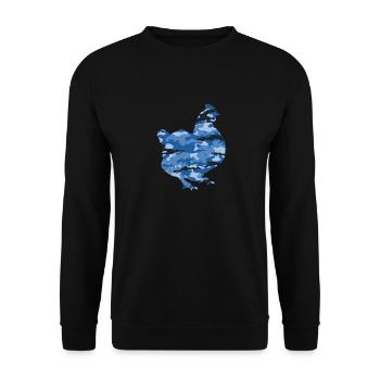 Chicken camo - blue - funny veteran and military - Unisex Sweatshirt - black - Front - Alina (178cm) & Michal (187cm)