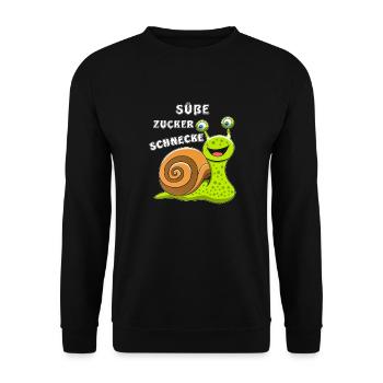 138 SUEßE ZUCKER SCHNECKE - Unisex Pullover - Schwarz - Vorne - Alina (178cm) & Michal (187cm)