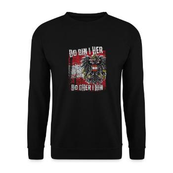 Patriotisches Statement für stolze Österreicher - Unisex Pullover - Schwarz - Vorne - Alina (178cm) & Michal (187cm)