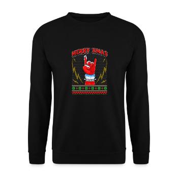 Merry Xmas Heavy Metal und Rock Ugly Christmas - Unisex Pullover - Schwarz - Vorne - Alina (178cm) & Michal (187cm)