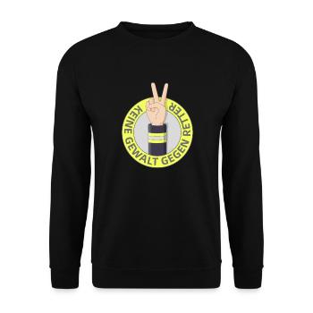 Keine Gewalt gegen Retter - Unisex Pullover - Schwarz - Vorne - Alina (178cm) & Michal (187cm)