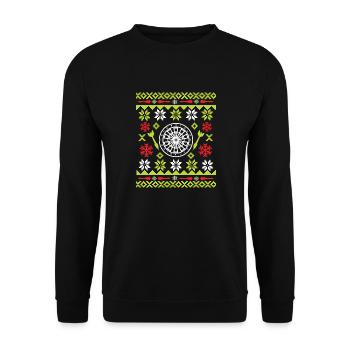 Weihnachten Ugly Dart - Unisex Pullover - Schwarz - Vorne - Alina (178cm) & Michal (187cm)
