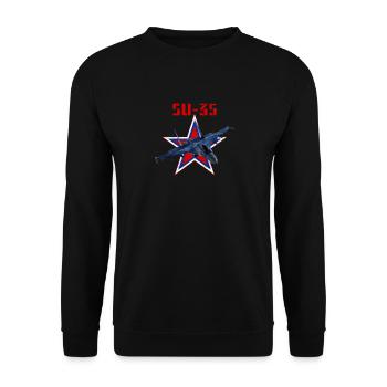 Russian fighter aircraft SU-35 Flanker - Unisex Sweatshirt - black - Front - Alina (178cm) & Michal (187cm)