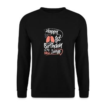 Conception d'anniversaire du bénéficiaire de la transplantation pulmonaire 1er - Sweat-shirt Unisexe - noir - Devant - Alina (178cm) & Michal (187cm)