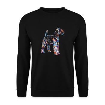 Airedale Terrier Geometrische Hemden - Unisex Pullover - Schwarz - Vorne - Alina (178cm) & Michal (187cm)