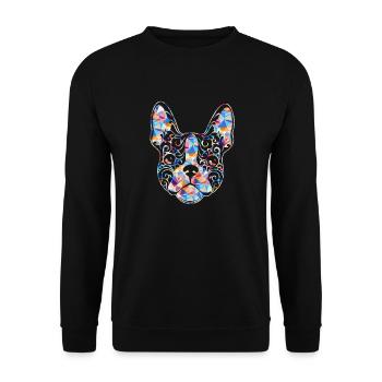 Chemise Géométrique Bouledogue Français - Sweat-shirt Unisexe - noir - Devant - Alina (178cm) & Michal (187cm)