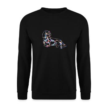 Dackel geometrische Hemden - Unisex Pullover - Schwarz - Vorne - Alina (178cm) & Michal (187cm)