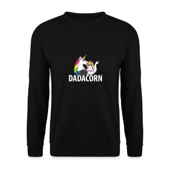 Dadacorn| Daddy| Unicorn| Baby| Sunglasses| Humor - Unisex Pullover - Schwarz - Vorne - Alina (178cm) & Michal (187cm)