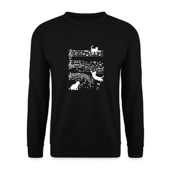 Cats Musician Funny Clef Gift - Unisex Sweatshirt - black - Front - Alina (178cm) & Michal (187cm)