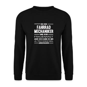 Fahrradmechaniker Zweiradmechaniker Geschenkidee - Unisex Pullover - Schwarz - Vorne - Alina (178cm) & Michal (187cm)