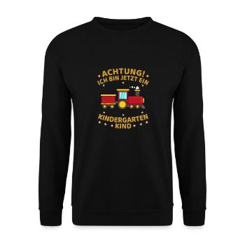 Ich Bin Jetzt Ein Kindergartenkind Lokomotive - Unisex Pullover - Schwarz - Vorne - Alina (178cm) & Michal (187cm)