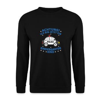 Ich Bin Jetzt Ein Kindergartenkind Polizeiauto 1 - Unisex Pullover - Schwarz - Vorne - Alina (178cm) & Michal (187cm)