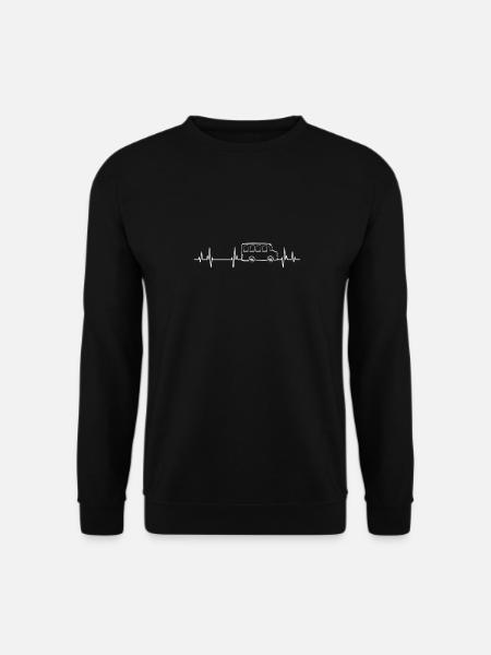 Bus Herzschlag EKG Herzlinie Busfahrer Geschenk - Unisex Pullover - Schwarz