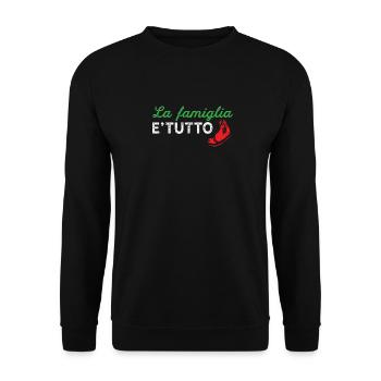 La Famiglia E Tutto Shirt - Italienisches Geschenk - Familie - Unisex Pullover - Schwarz - Vorne - Alina (178cm) & Michal (187cm)